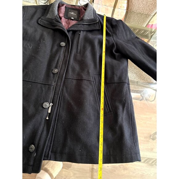 London Fog Mens Black Wool Blend Winter Coat XXL Heavyweight With Button & Zippe - Picture 8 of 8